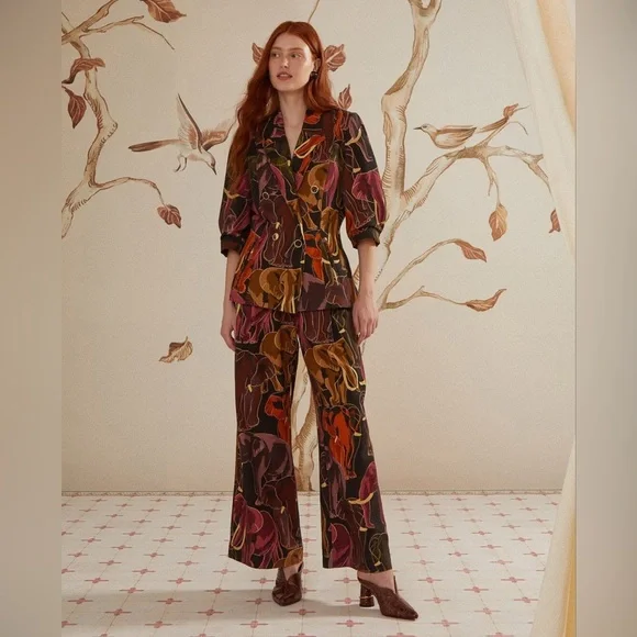 Farm Rio Brown Elephants Pants